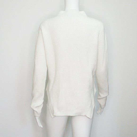 Zara Knit Funnel Neck Ribbed Sweater Angled Hem Small - Picture 4 of 6